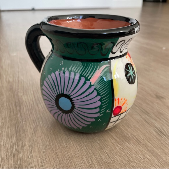 Mexican ceramic pitcher / mug with multicolor Talavera designs - Picture 6 of 9